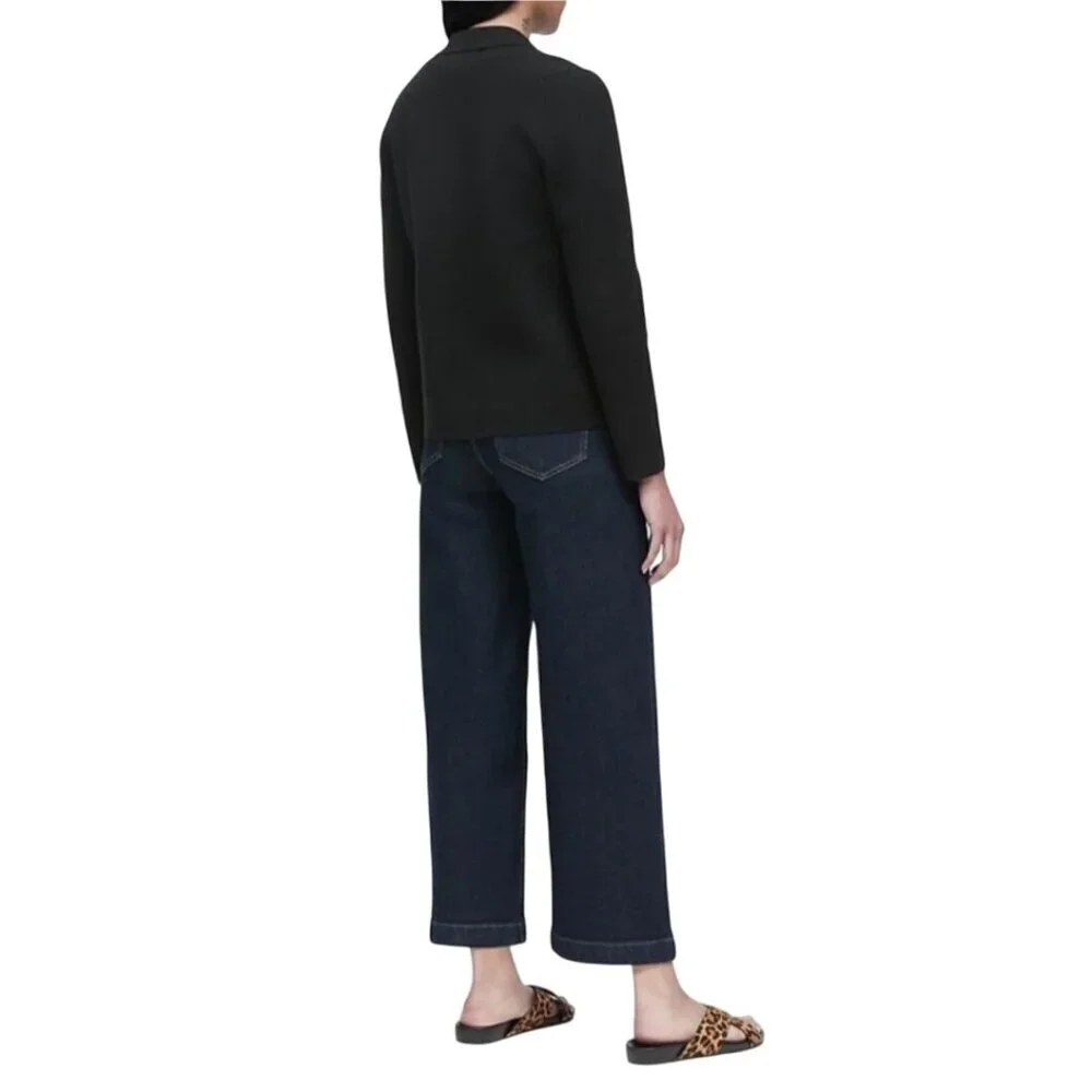 Banana Republic Milano Stock Navy Open Front Flap Pocket Sweater Blazer Size S